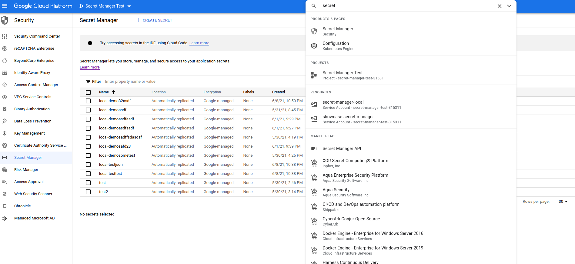 Google Dashboard